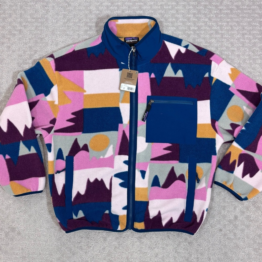 Patagonia Full Zip Multicolor Fleece Jacket - Blue, Pink, Purple